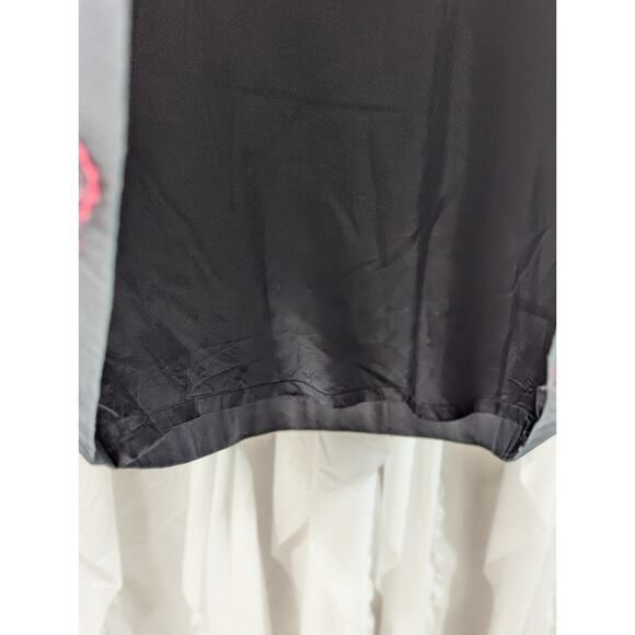 Dana Buchman Sze 10 Black Lined A-Line Skirt with Large Poppy Print & Sequin - Picture 3 of 6